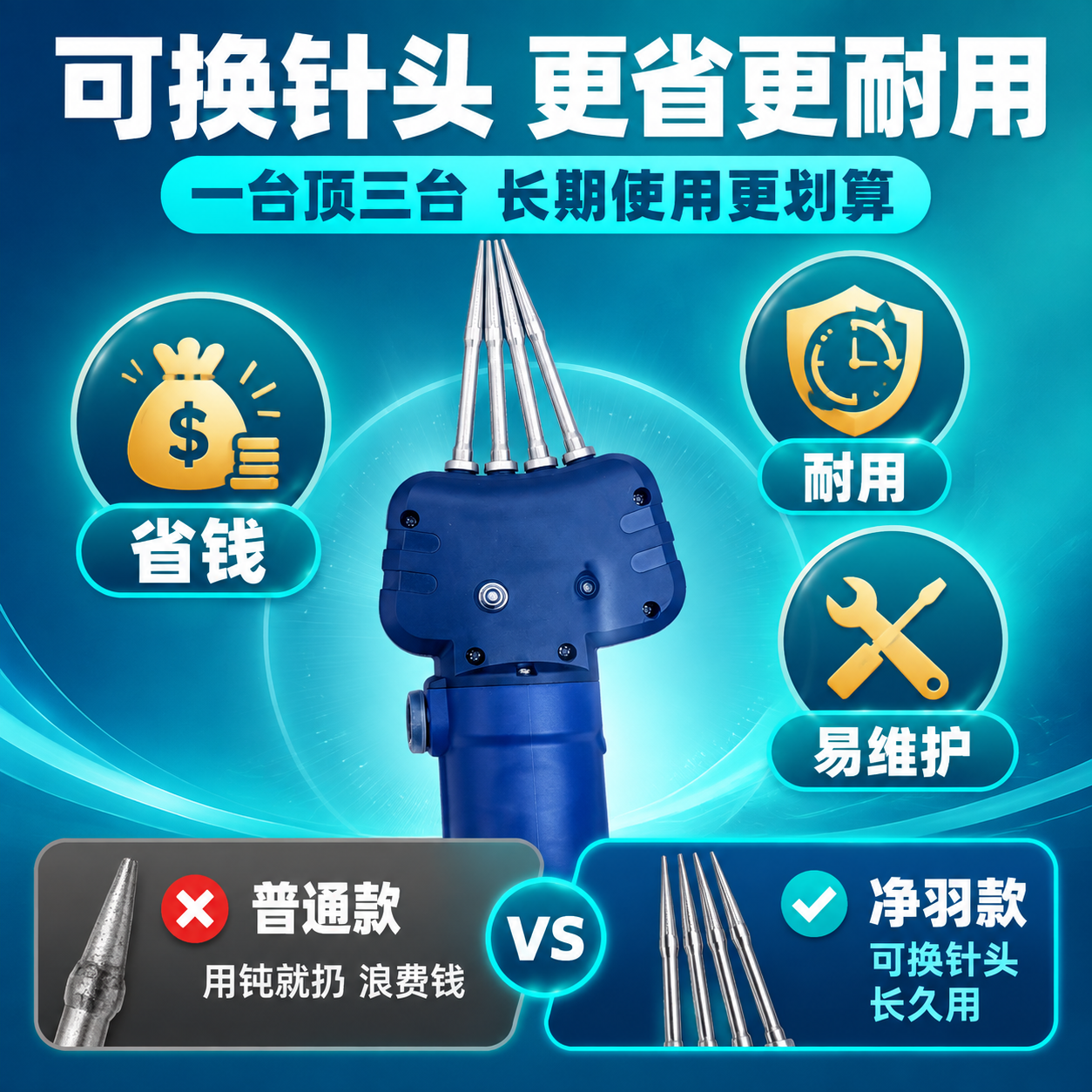 [主图-6] 耐用性与长寿命，主题：可换针头设计 一台顶三台… - 图片创意预览