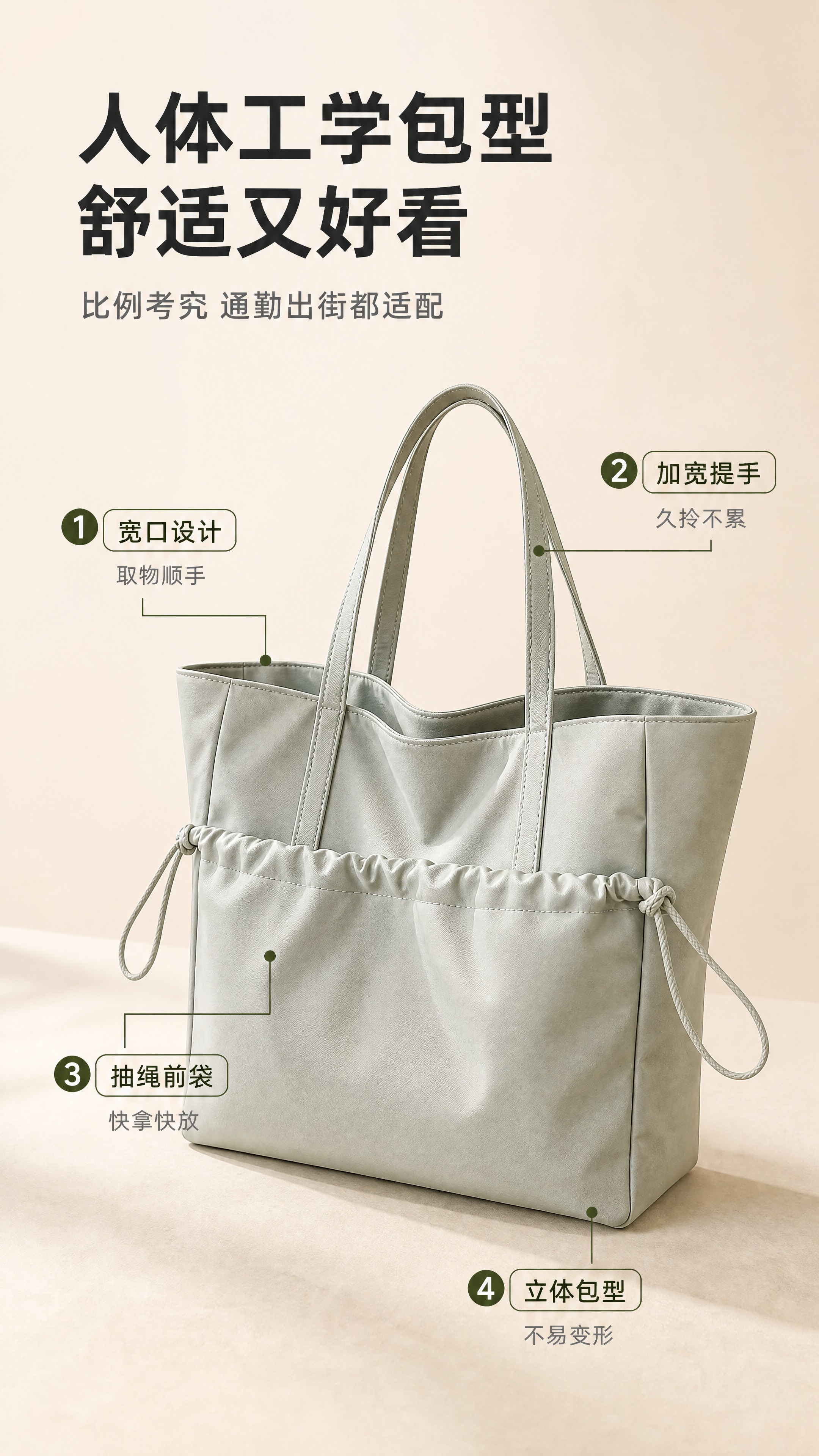 [商品] 使用【图1】浅灰绿色尼龙托特电脑手提包；商品处理：保… - 图片创意预览