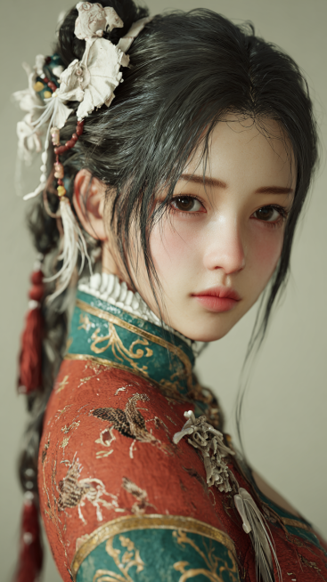 你是一个游戏ip设计专家，请你设计一个人物的cg形象，李雨璇	班花	成熟、丰满、受关注	，为中式3D风格，笔触纹理清晰，色彩丰富且和谐，cg动画充满故事感，插画，新三维古风，人物摄影，真人写真，写实风预览效果