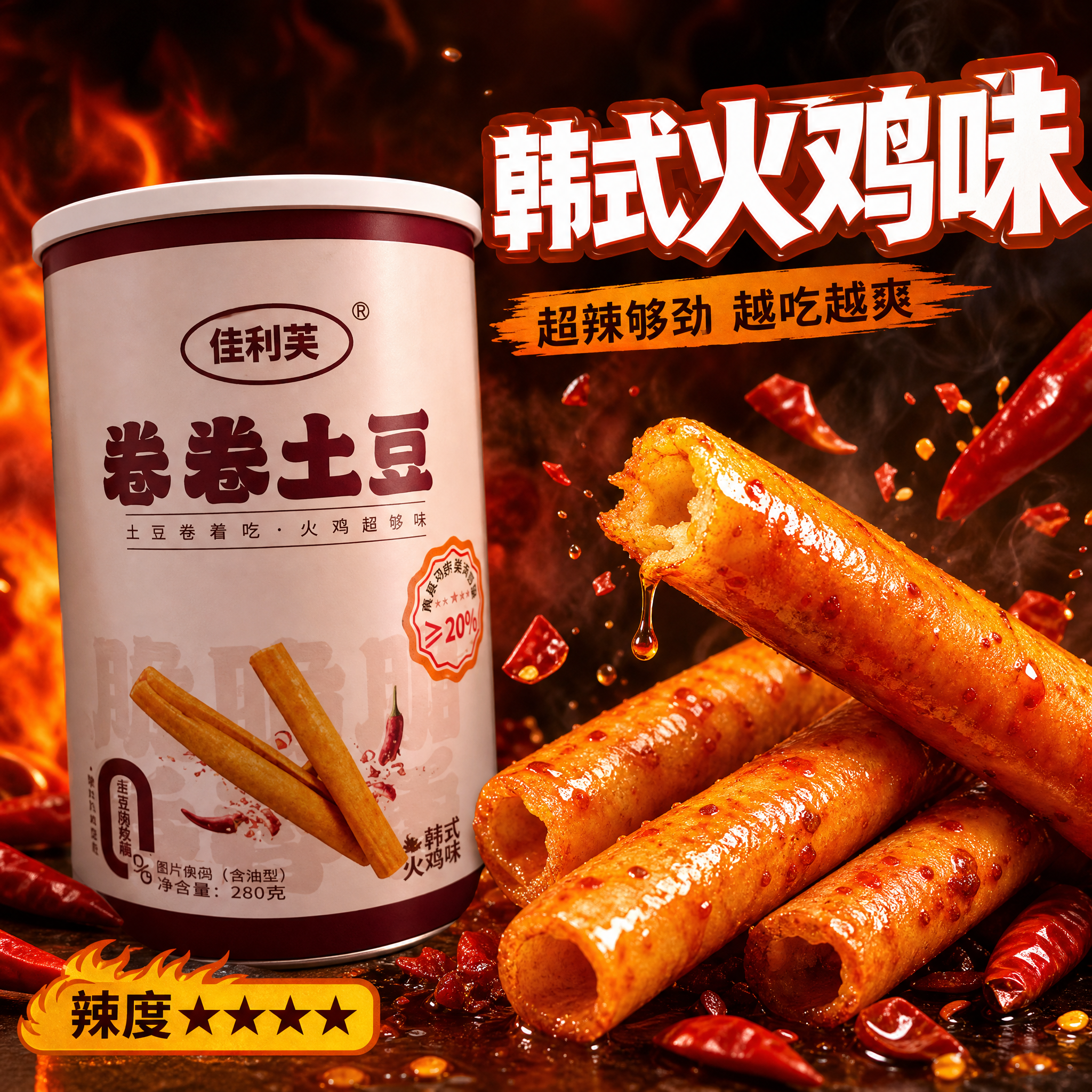 [主图-4] 韩式火鸡味 超辣够劲 口味展示主图。 [统一基调… - 图片创意预览