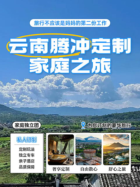现代感实景旅游攻略云南腾冲家庭游小红书封面拼图