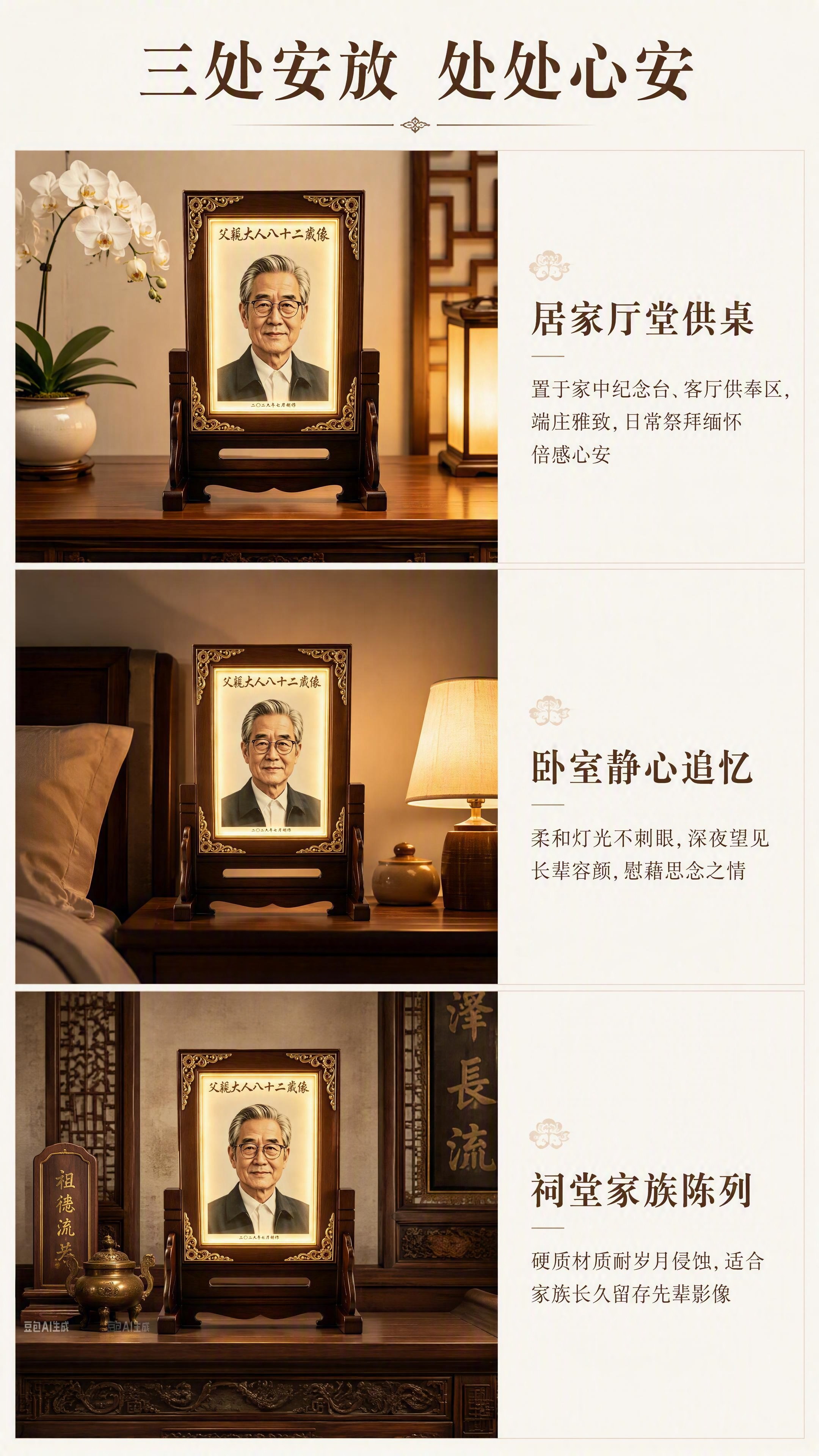 [第3张] 场景使用展示页-中式带灯高温陶瓷先人肖像纪念摆台。… - 图片创意预览