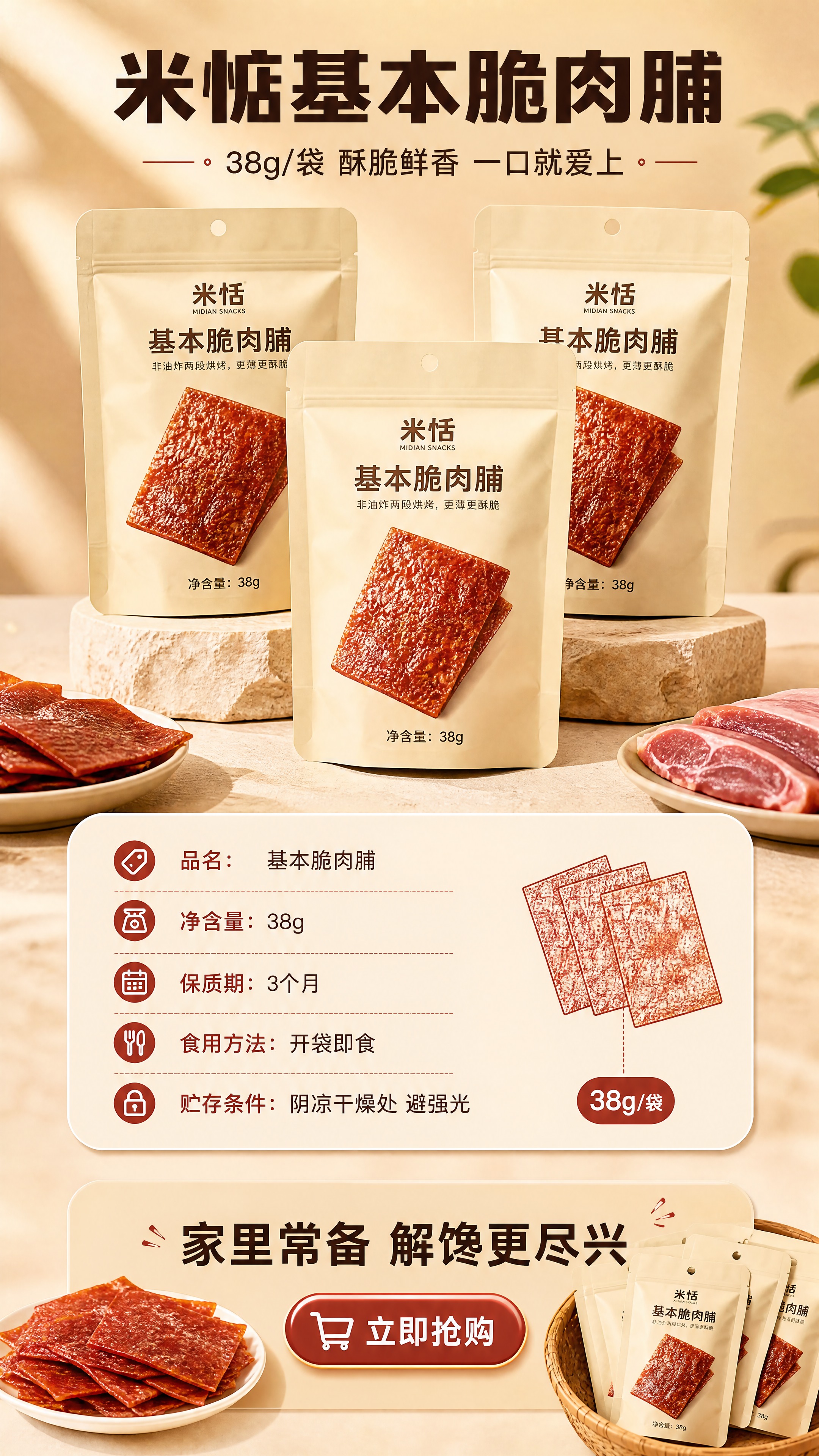[商品] 使用【图5】米惦基本脆肉脯袋装产品图；保留米惦MID… - 图片创意预览