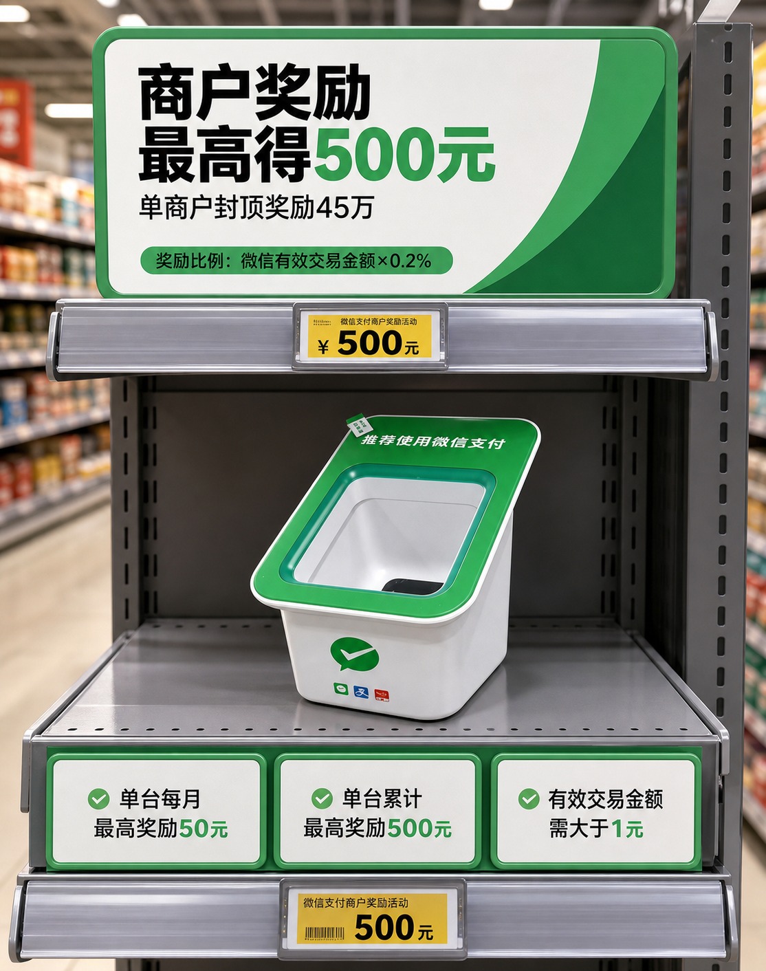 保留原图中的微信支付扫码盒子产品完全不变，产品外观、颜色、lo… - 图片创意预览