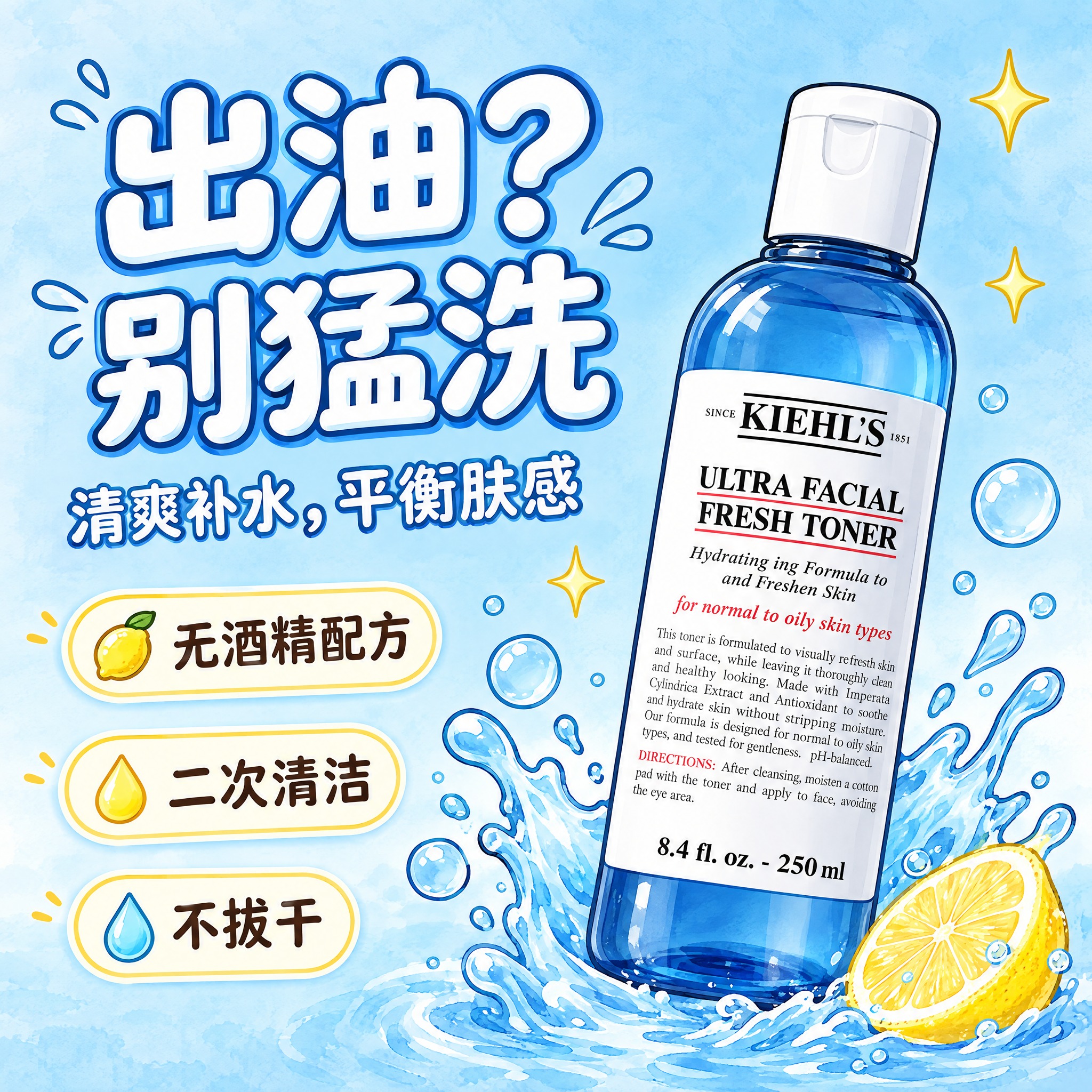 参考第二张图的排版布局和风格，将第一张图中的科颜氏蓝色爽肤水产… - 图片创意预览