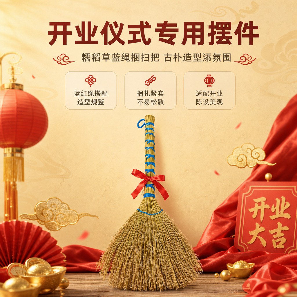 [商品] 使用【图1】糯稻草蓝绳捆扫把配红绳；保留扫把整体结构… - 图片创意预览