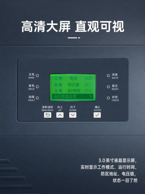 [第6屏] 细节结构展示页面，展示主机屏幕和按键细节。本屏使用【图1】作为展示主体。
[氛围/风格] 微距细节展示，清晰锐利，突出做工品质，专业工业风。
[元素布局] 整屏放大展示产品控制面板区域，占预览效果