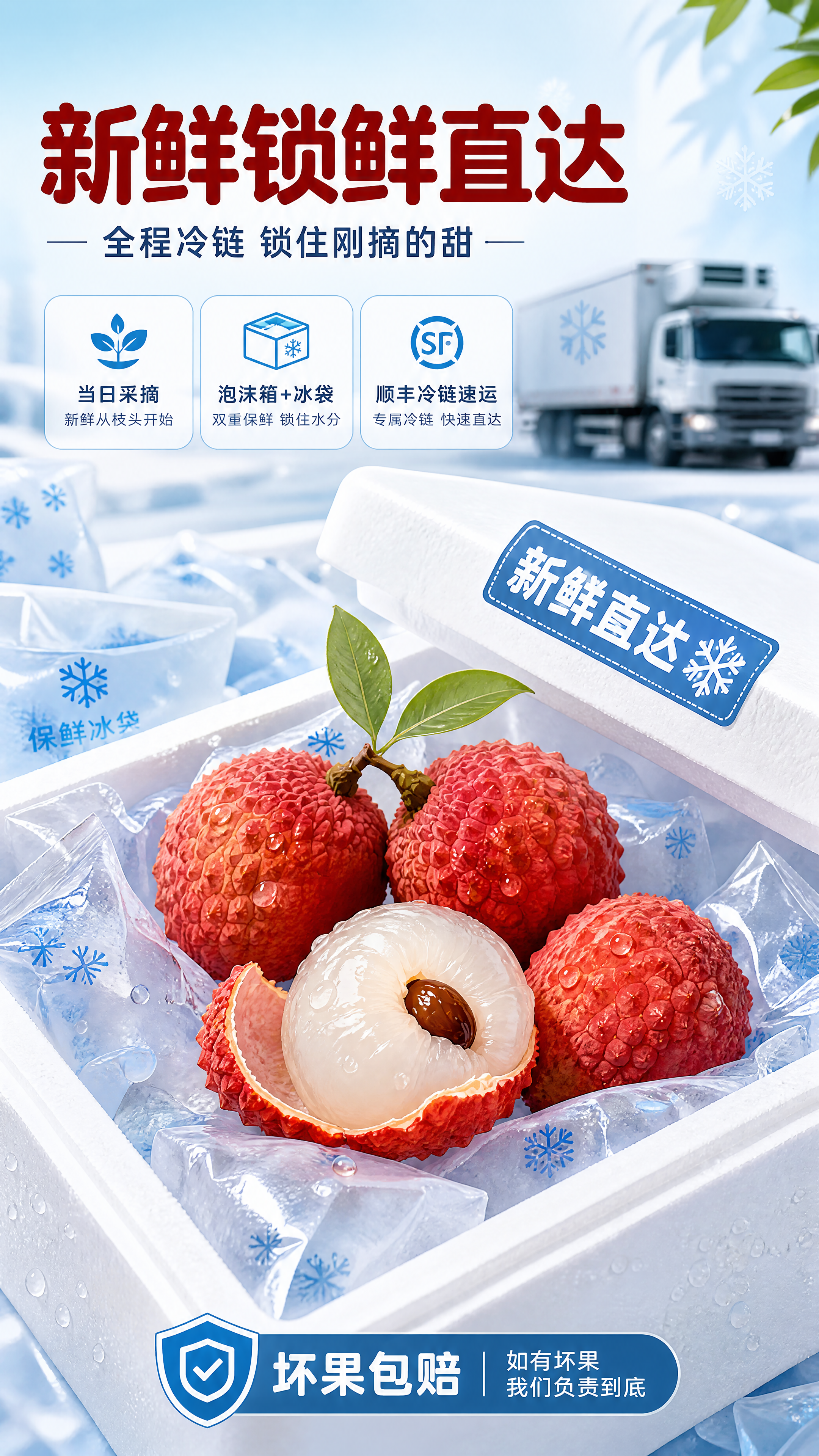 [商品] 使用【图1】新鲜荔枝；保留带枝完整荔枝与剥开荔枝的真… - 图片创意预览