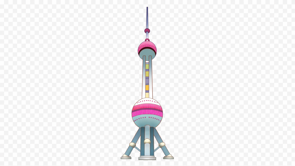 从海报中单独提取东方明珠，保留原国潮插画风格，单独生成一张东方明珠的元素图，白底透明背景预览效果