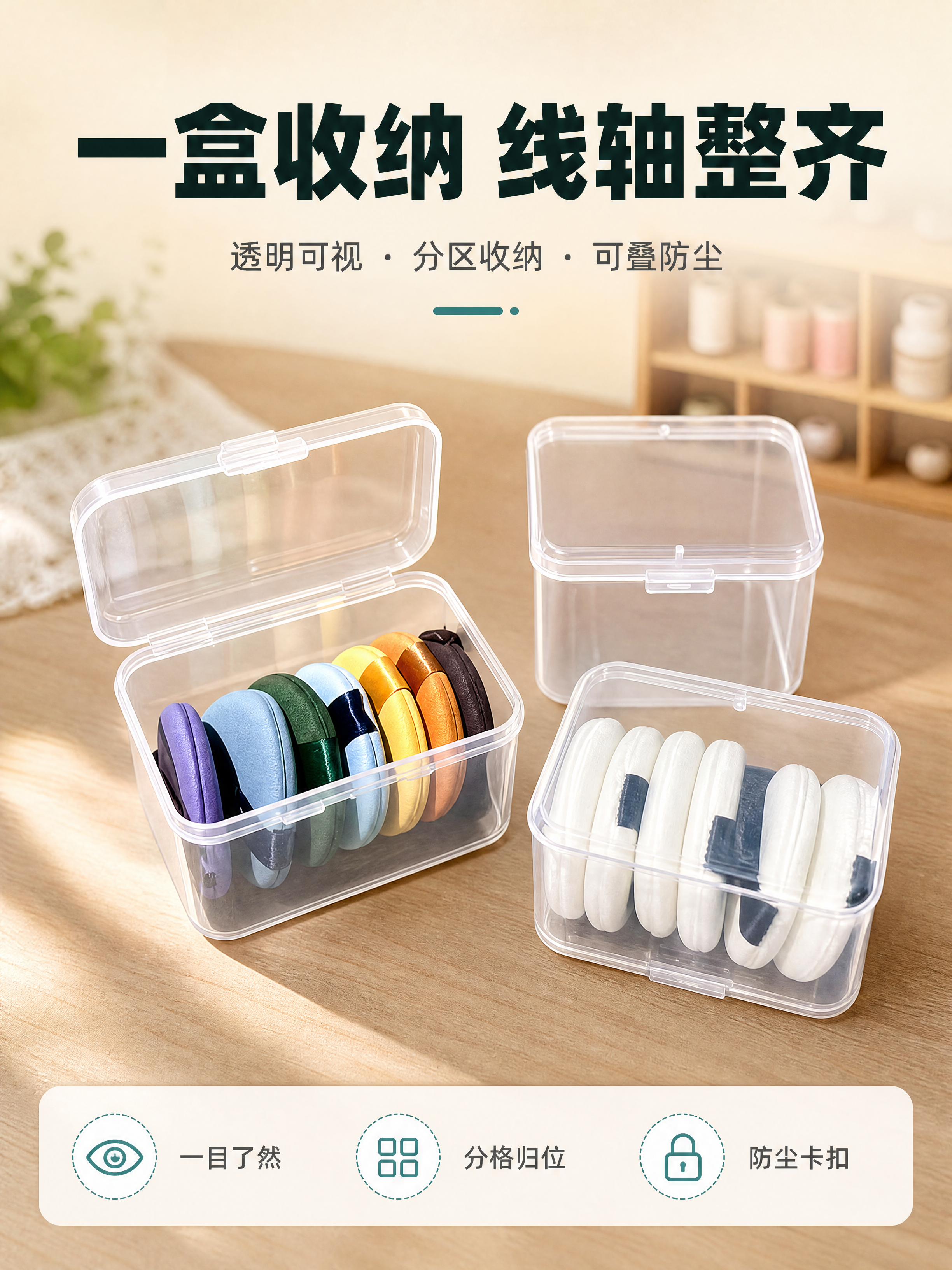 [商品] 使用【图1】透明塑料线轴收纳盒产品图；保留透明盒体、… - 图片创意预览