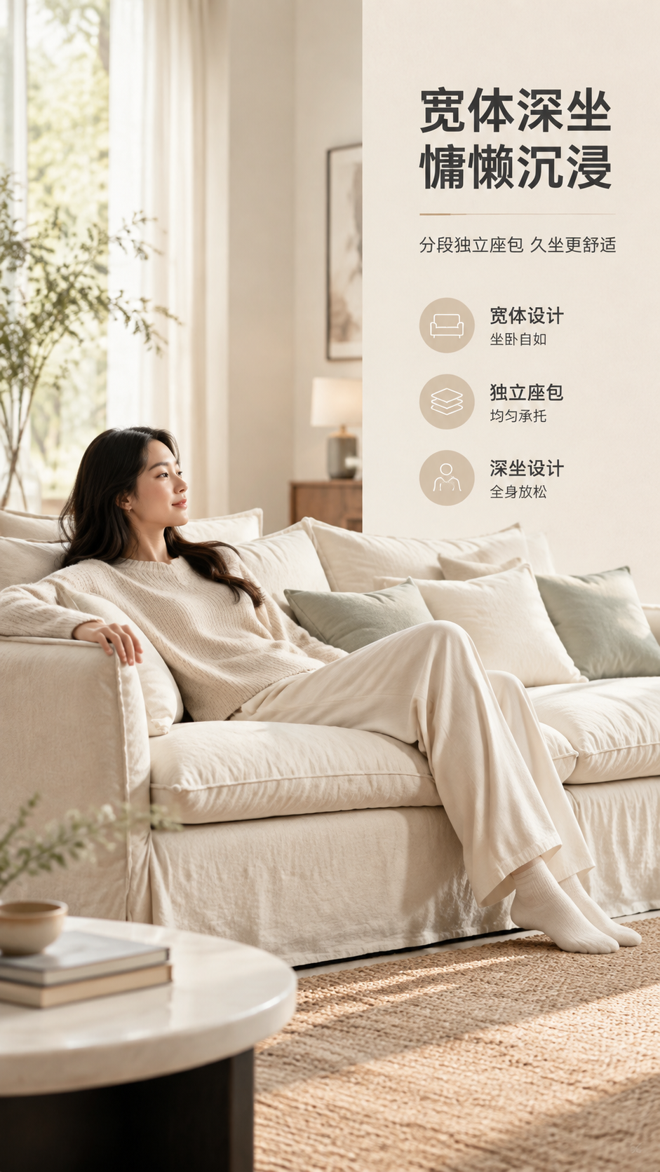 [商品] 使用【图1】LKS1018郁白沙发，米白色布艺款，露… - 图片创意预览