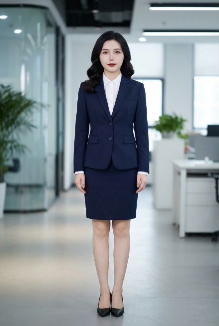 美化人物形象，根据人物面部特征生成职业风格全身照，人物双臂自然下垂预览效果