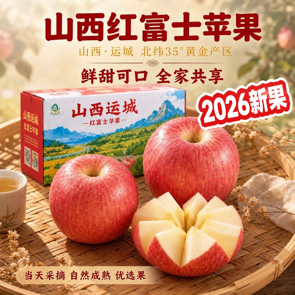严格保持原图构图、光影、苹果、包装箱以及所有原有中文字体完全不… - 图片创意预览