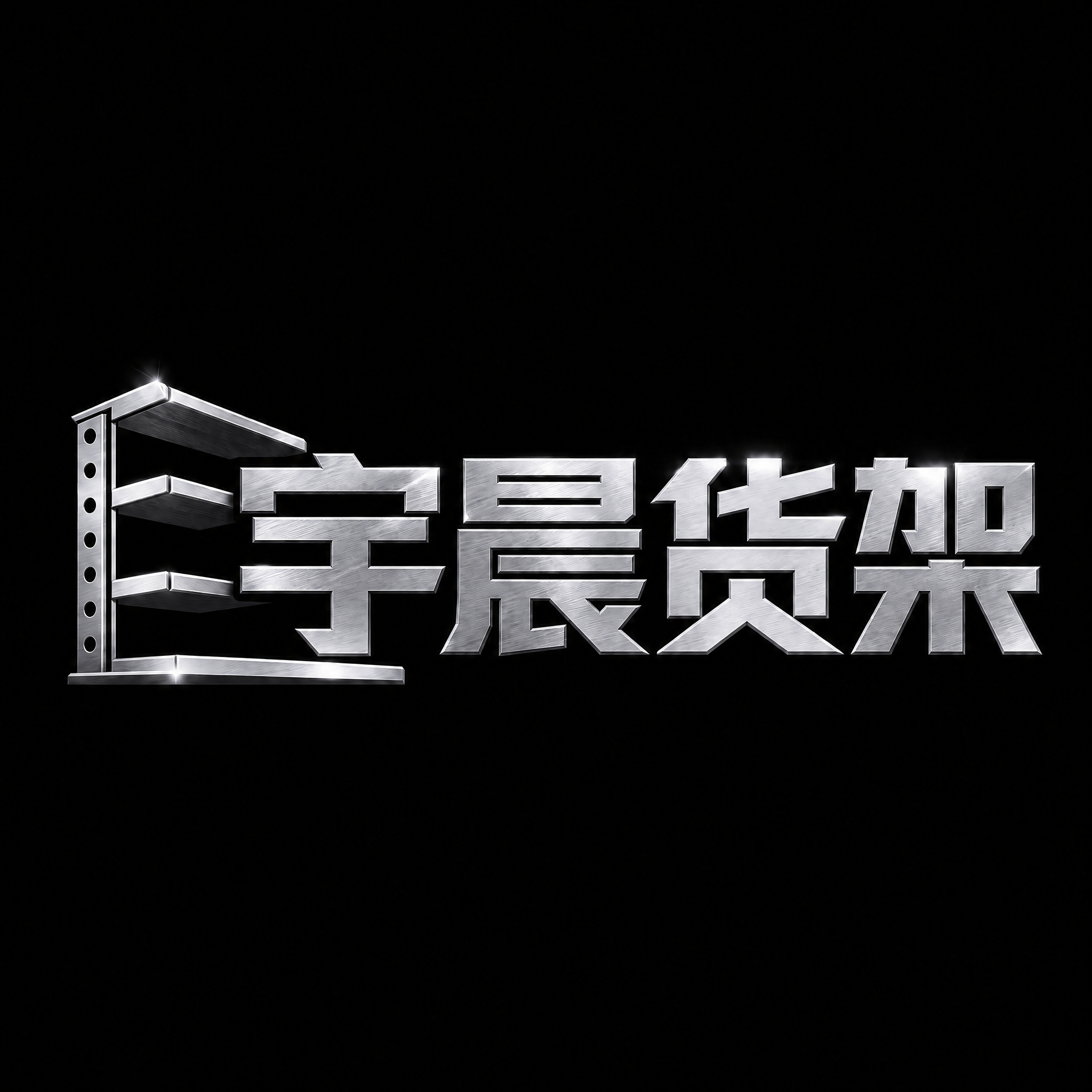 将图中的金色金属文字和货架图形改为白银金属色，保持拉丝金属质感… - 图片创意预览