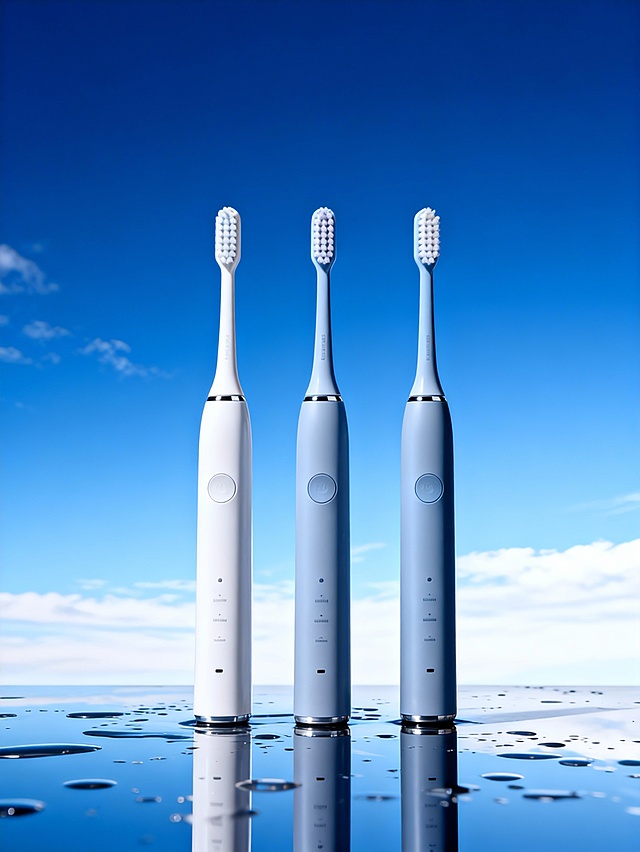 科技感与未来感交织的3D渲染设计，轻拟物风搭配金属质感，简约主义美学呈现清透清爽视觉，水面倒影增强现代感。