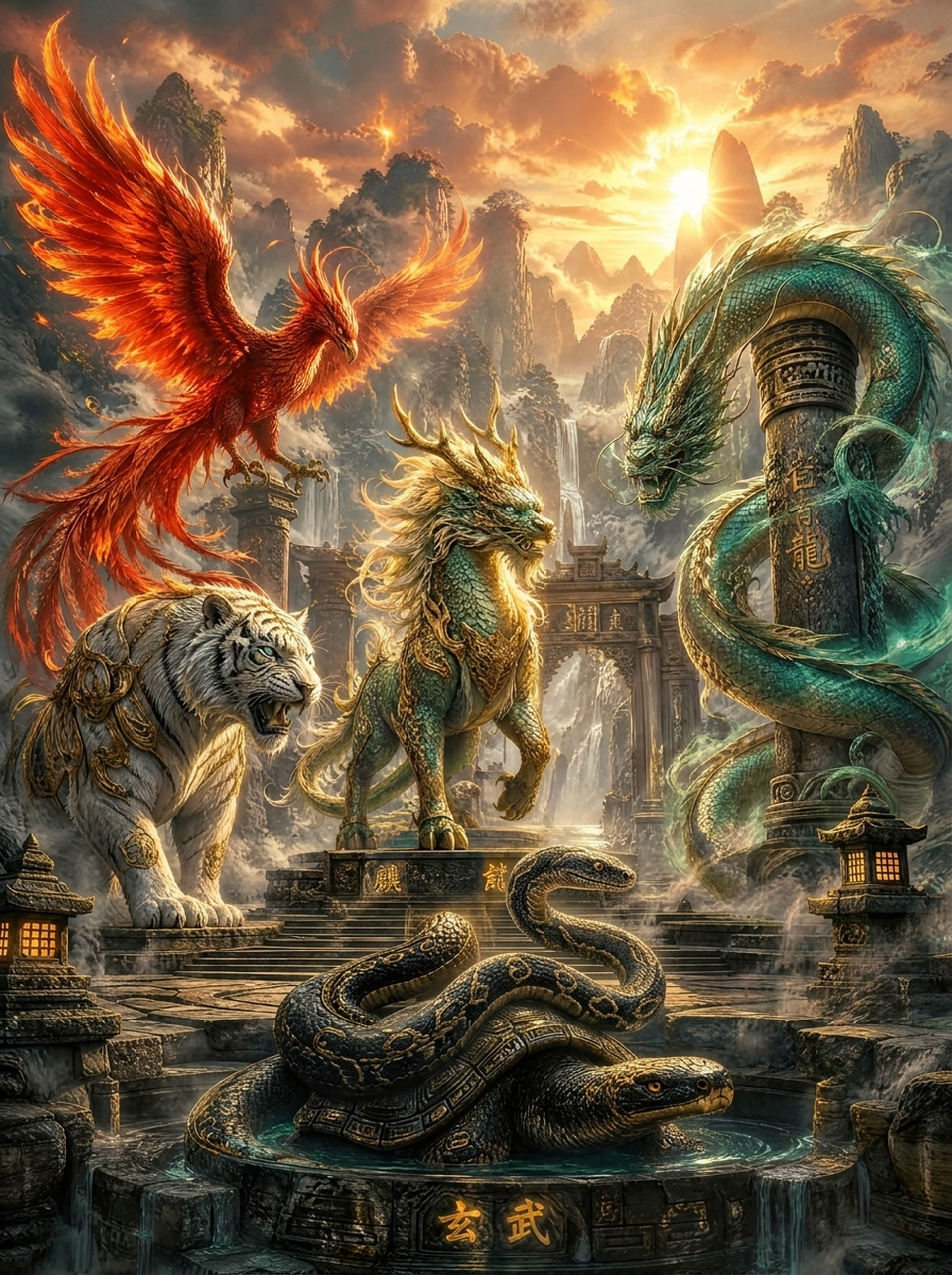玄武是乌龟的头 背上有一条蛇 - 图片创意预览