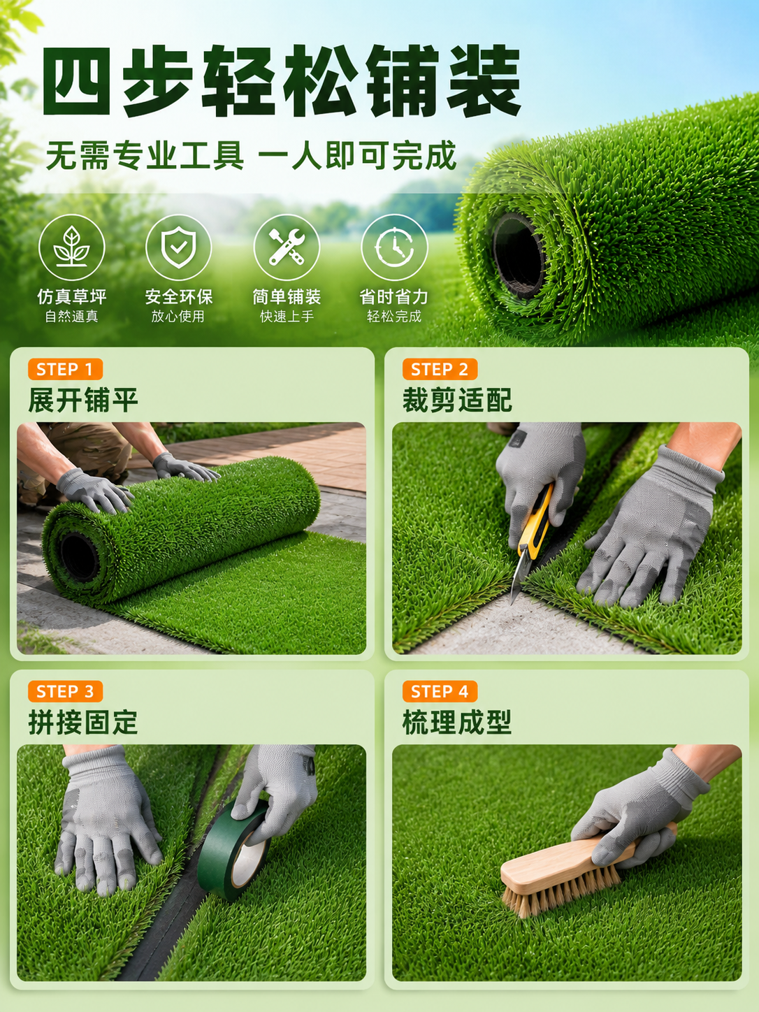 [商品] 使用【图2】仿真草坪草卷；保留翠绿色草丝与卷状形态；… - 图片创意预览