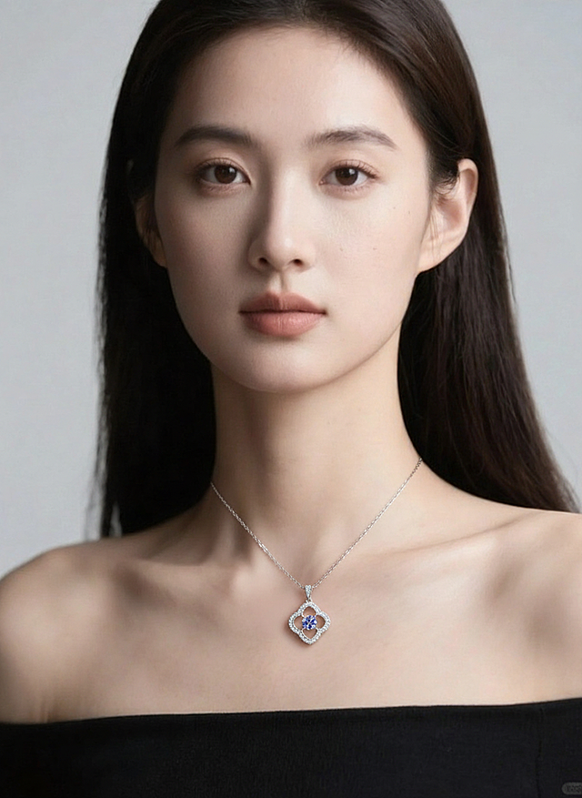 让图2的人脖子上戴着图1的项链