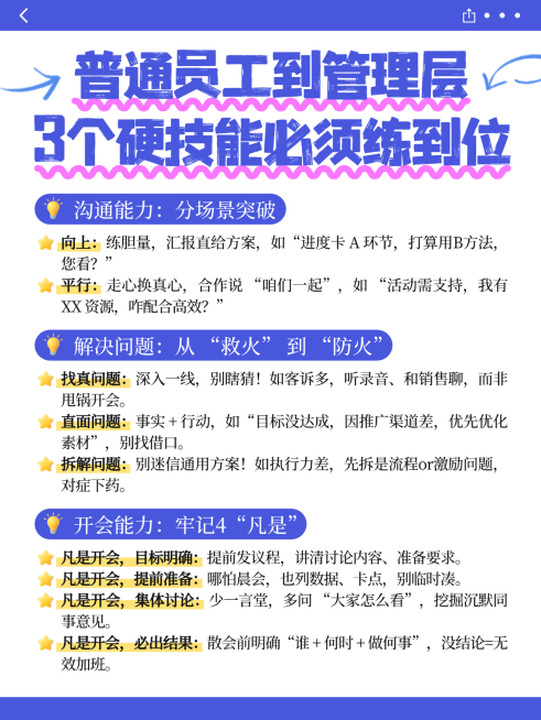 蓝色卡通职场技能知识分享简约商务小红书配图预览效果
