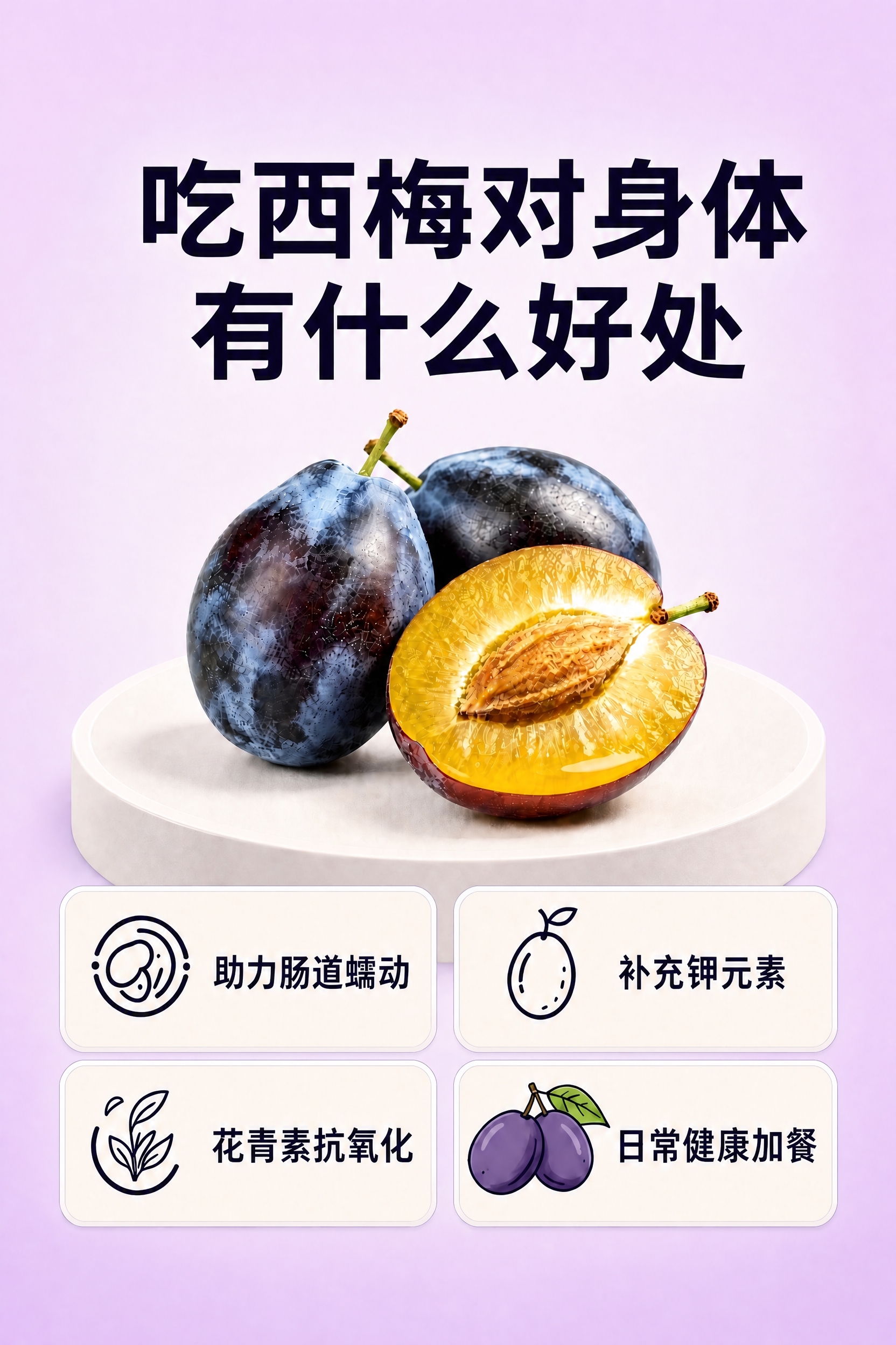 基于上传的西梅科普海报，修改背景底色使其更清新。保持所有文字、… - 图片创意预览