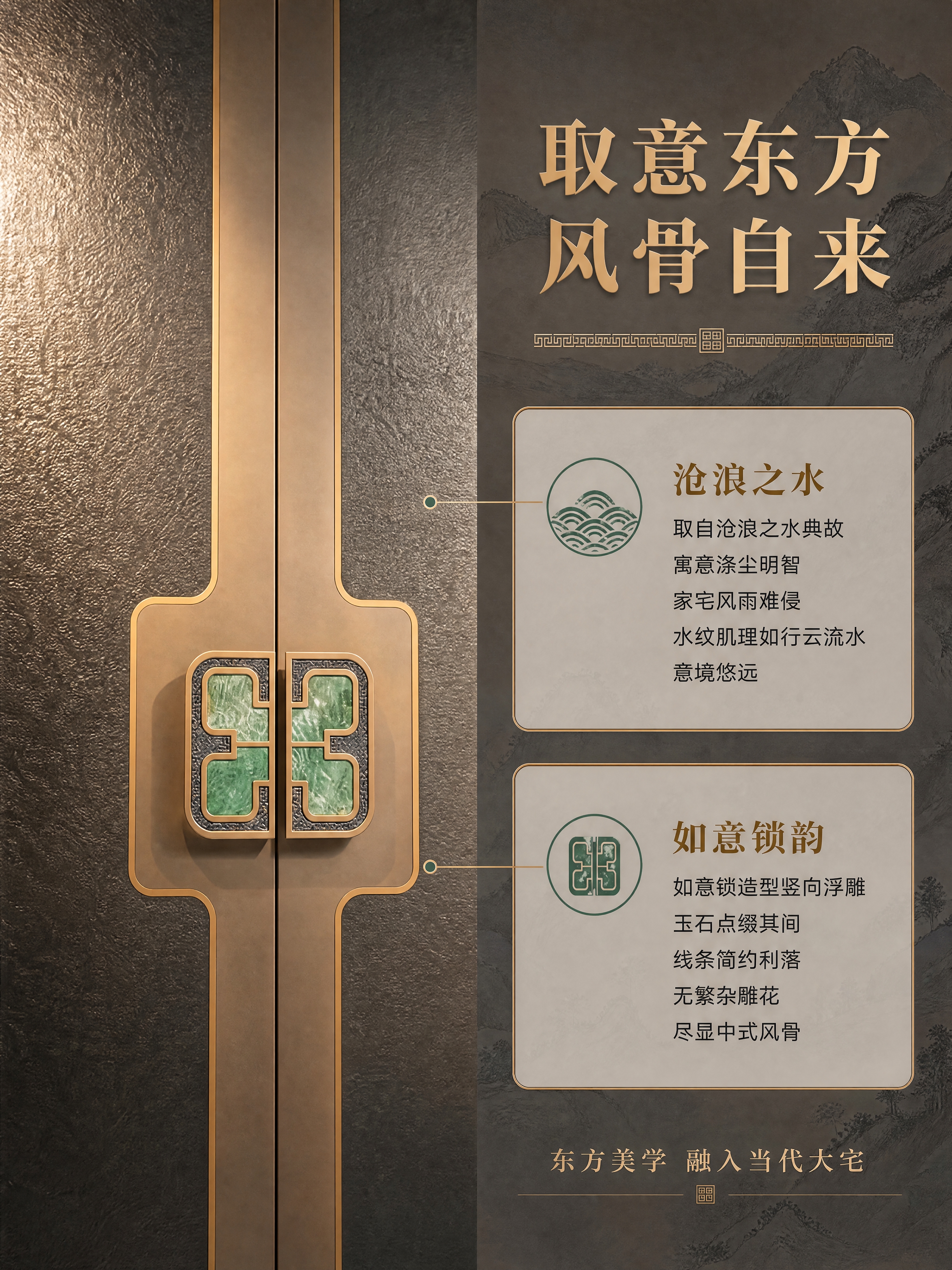 [商品] 使用【图1】臻尚铂门沧浪纹新中式别墅大门；保留双开门… - 图片创意预览
