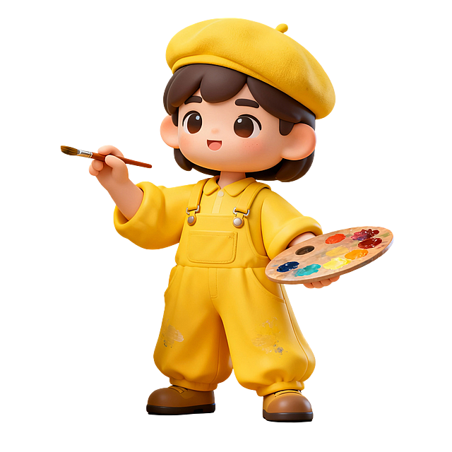 黄色系MBTI艺术家3D卡通形象图