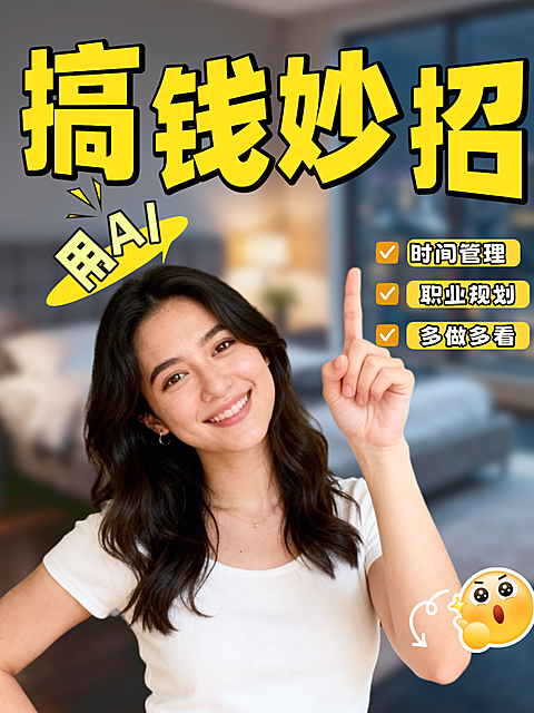 搞钱妙招职业规划经验分享大字真人小红书封面