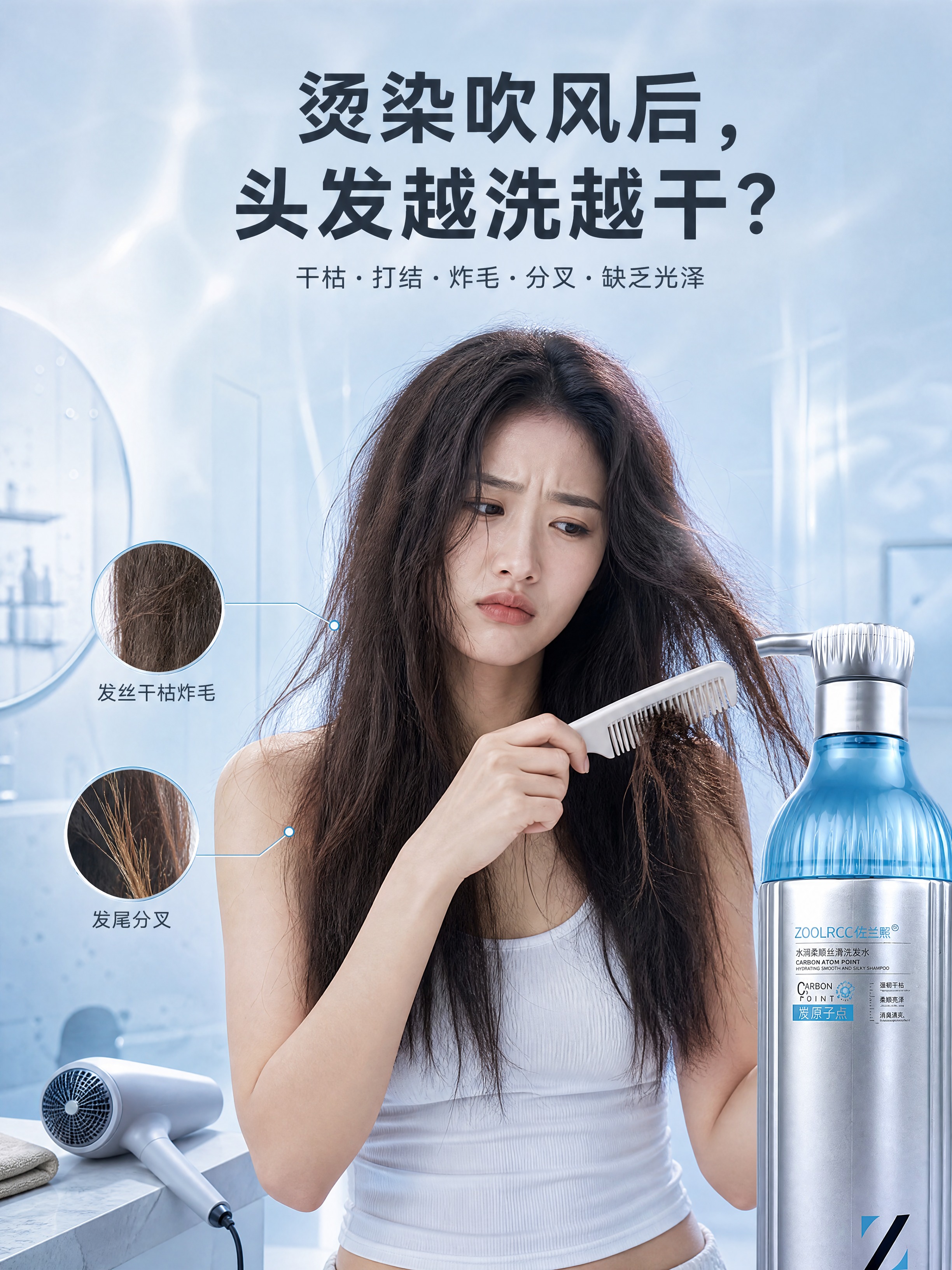 [商品] 使用【图1】佐兰熙水润柔顺丝滑洗发水；保留蓝银配色瓶… - 图片创意预览