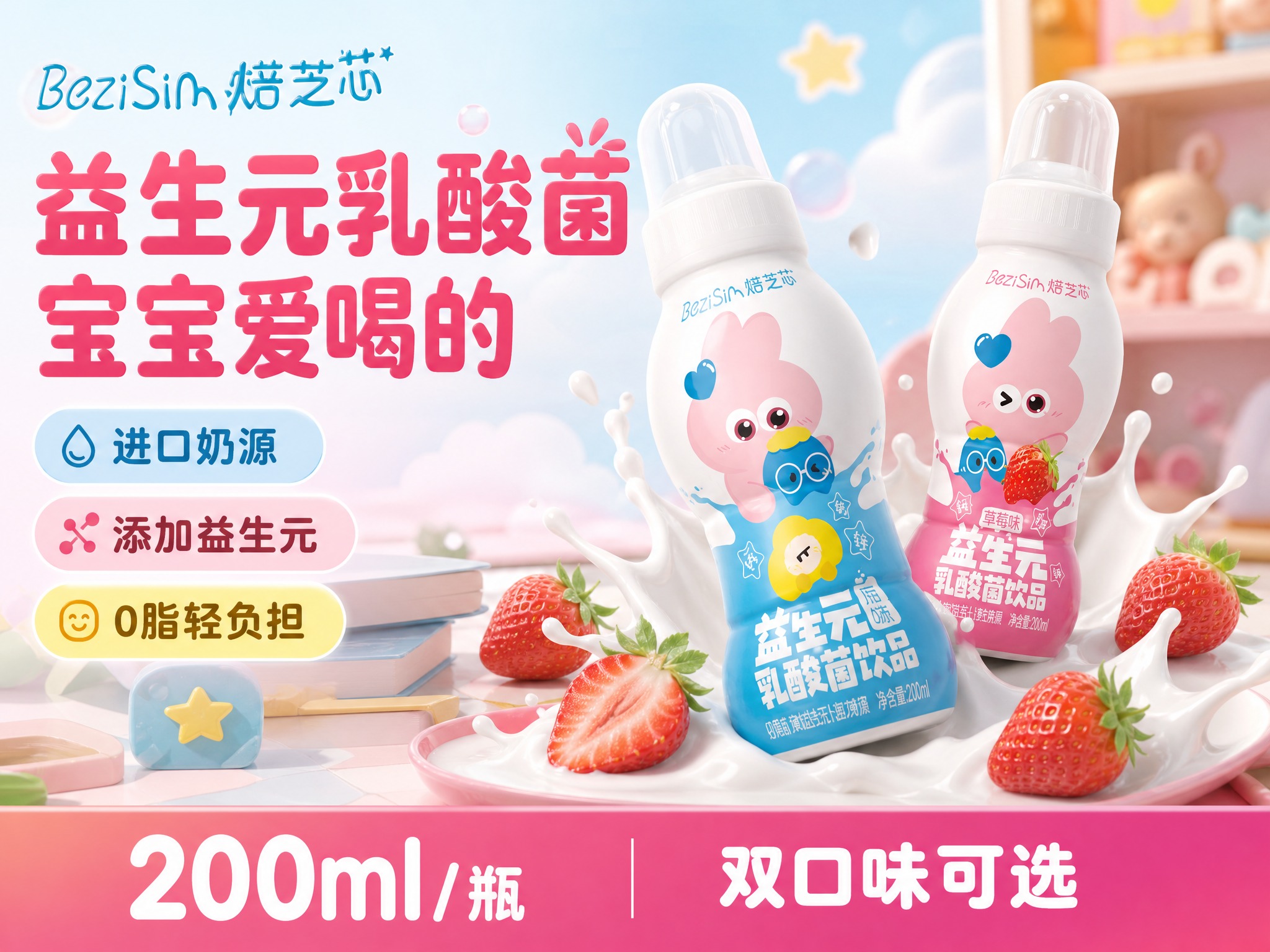 [单张主图] 焙芝芯益生元乳酸菌饮品 美团外卖商品主图 爆款促… - 图片创意预览