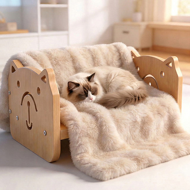 将图片中的猫替换为一只可爱的布偶猫，保持场景和其他元素不变