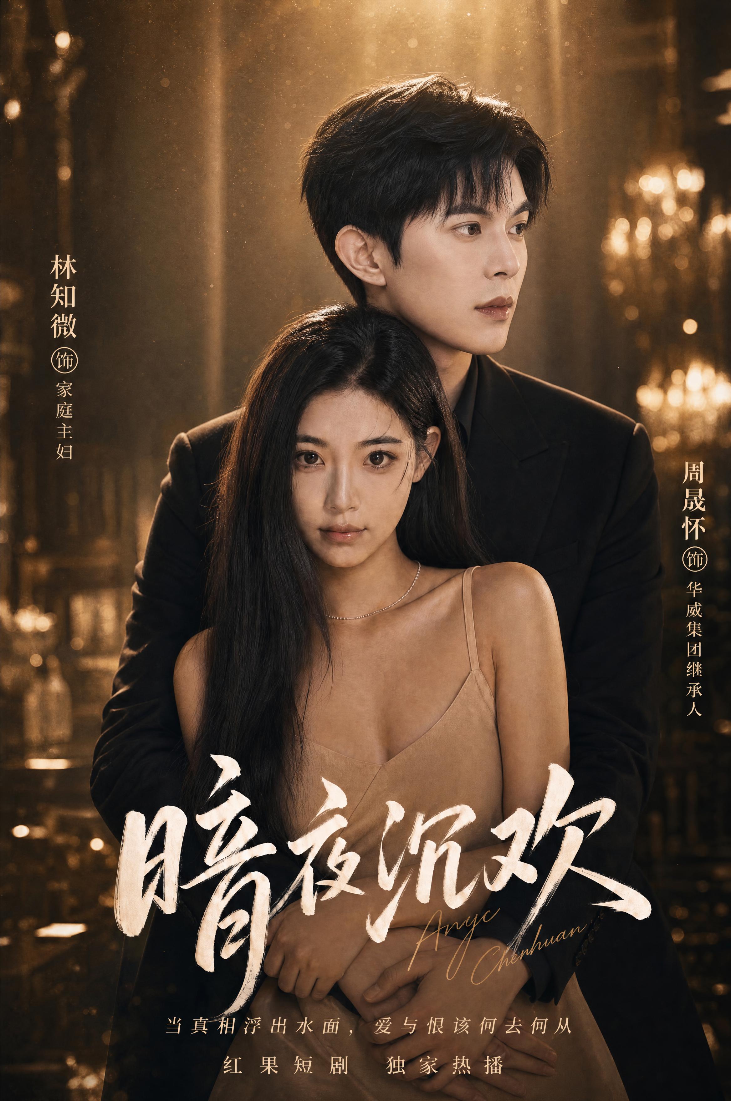 短剧宣传海报，2:3竖版，4K高清。男主从身后环抱住女主，女主… - 图片创意预览