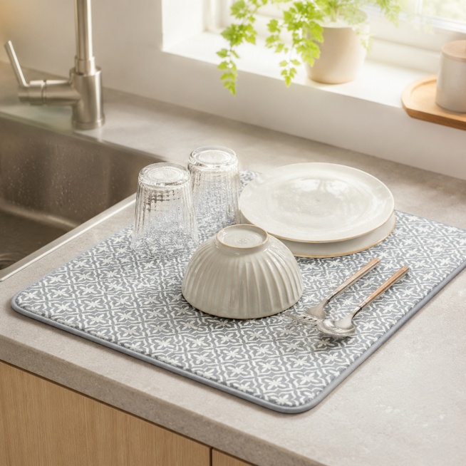 [Main Picture 2] Kitchen Drying Mat usage scenario display. Place the drying mat next to the kitchen预览效果