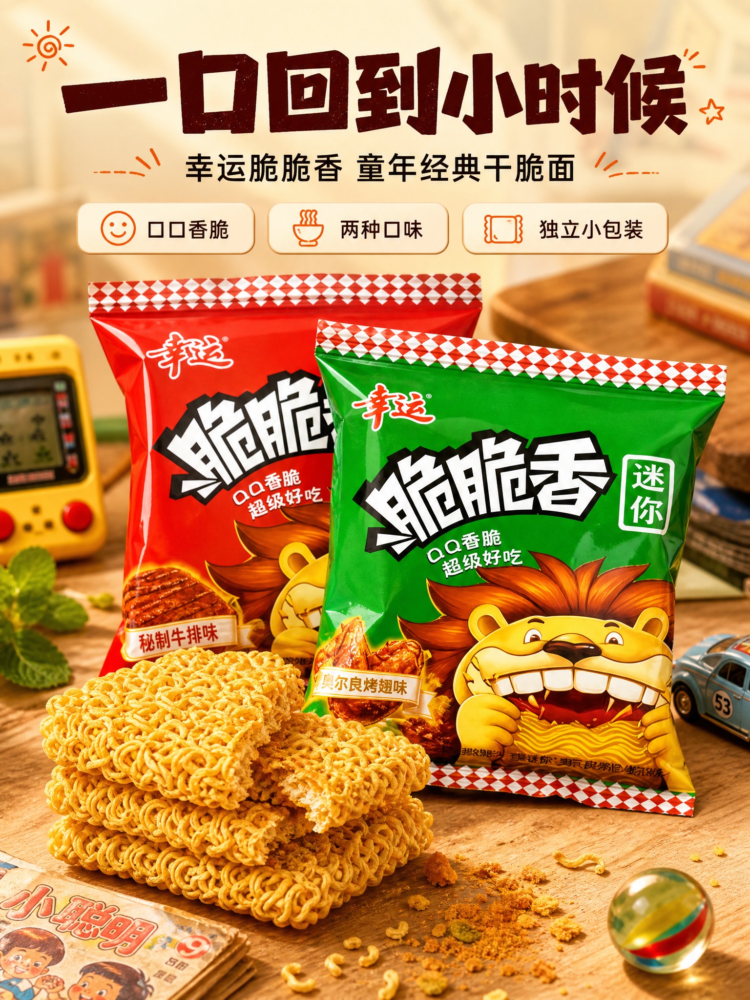 [商品] 使用【图3图5】幸运脆脆香干脆面 红色秘制牛排味+绿… - 图片创意预览