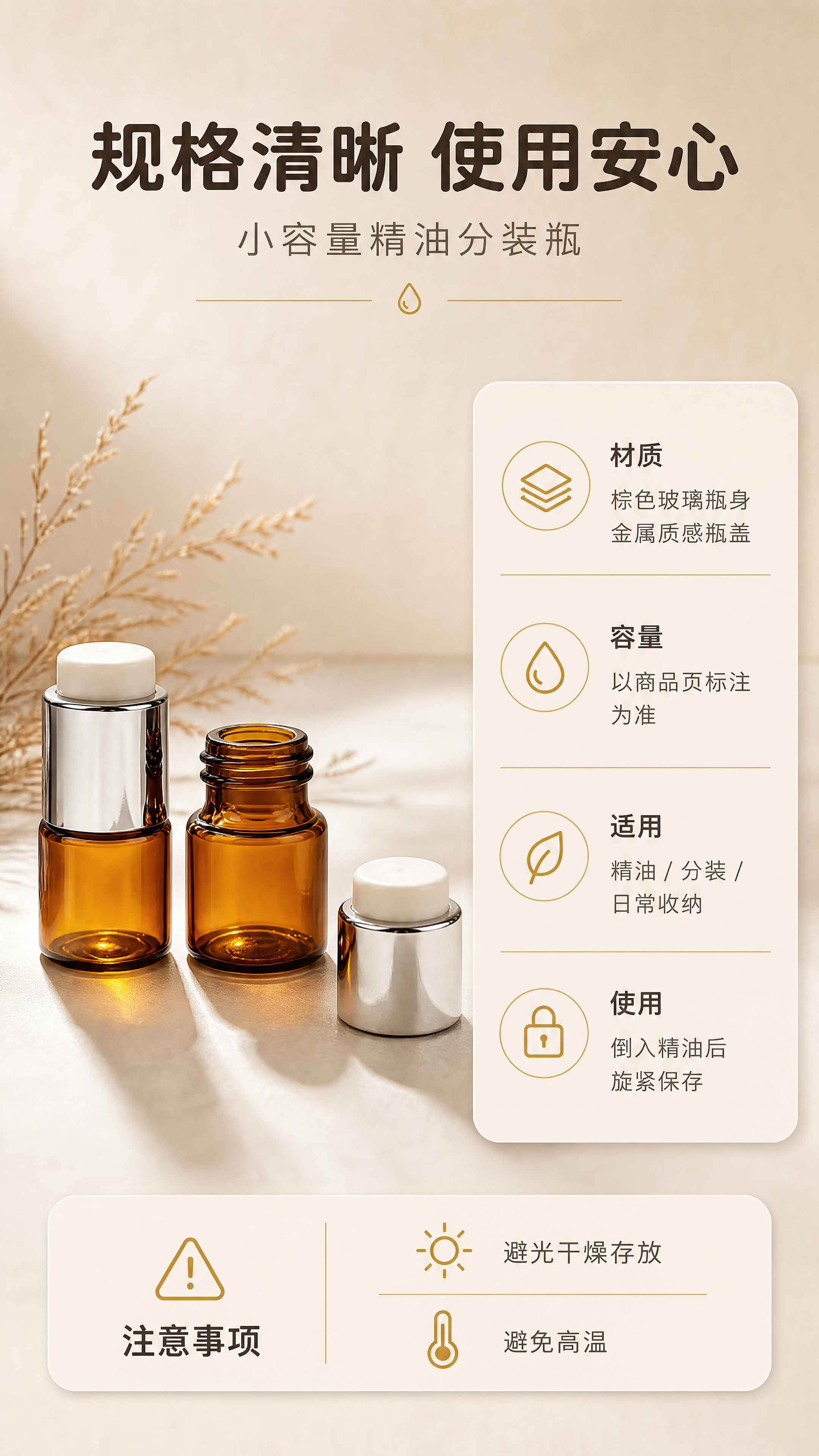 [商品] 使用【图5】同一款棕色小容量玻璃精油瓶（完整瓶与未盖… - 图片创意预览