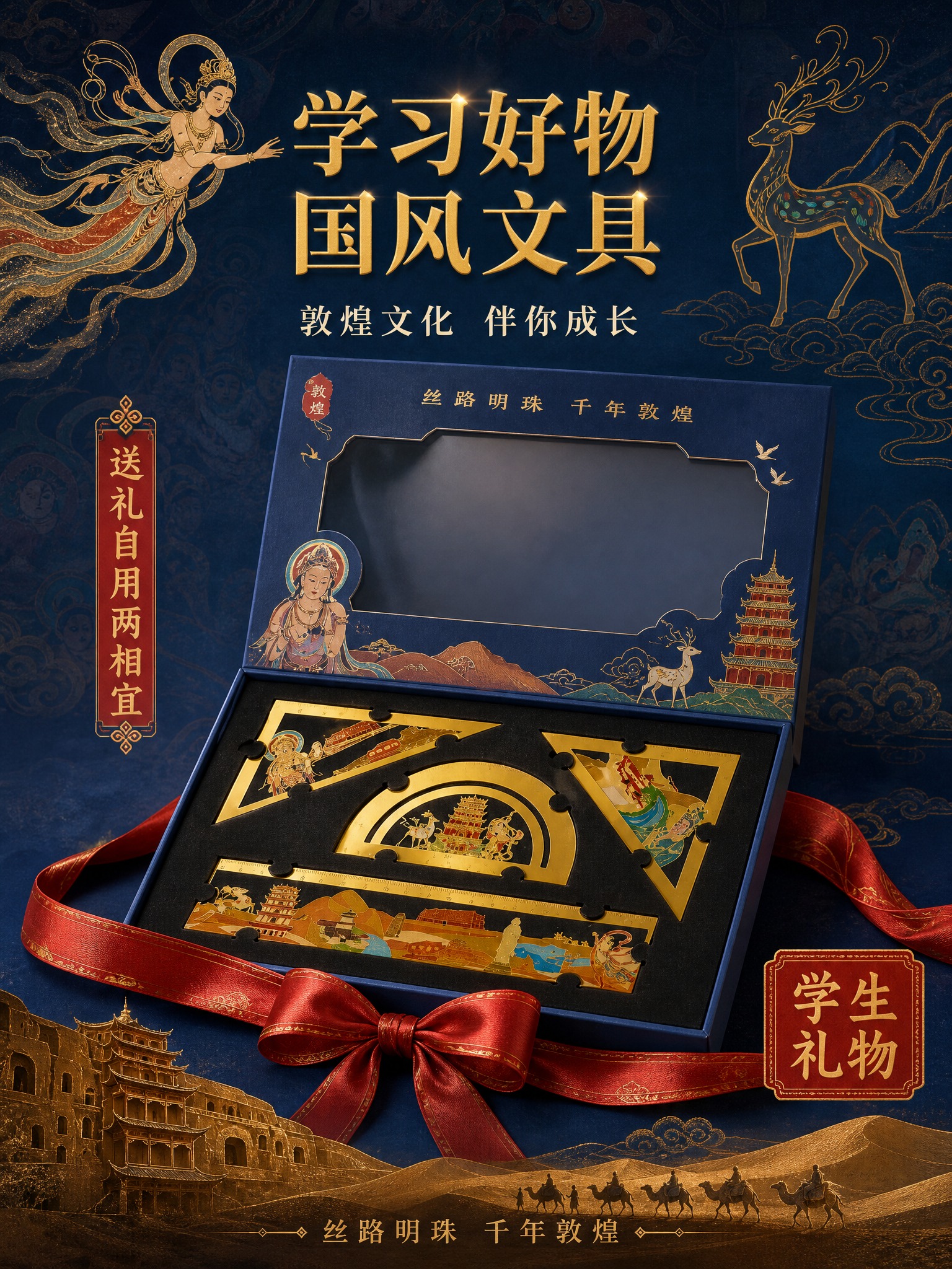 [主图-4] 敦煌金属套尺送礼场景与产品价值图，突出文创礼品属… - 图片创意预览