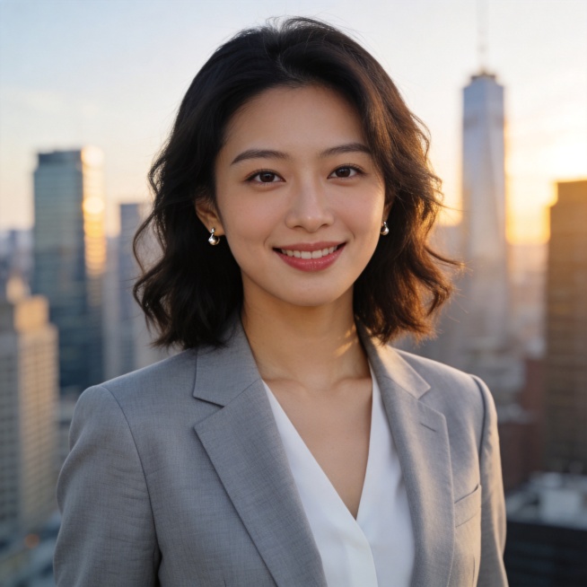 A realistic, professional headshot of a young Chinese female in her mid-to-late 20s, working as a na预览效果