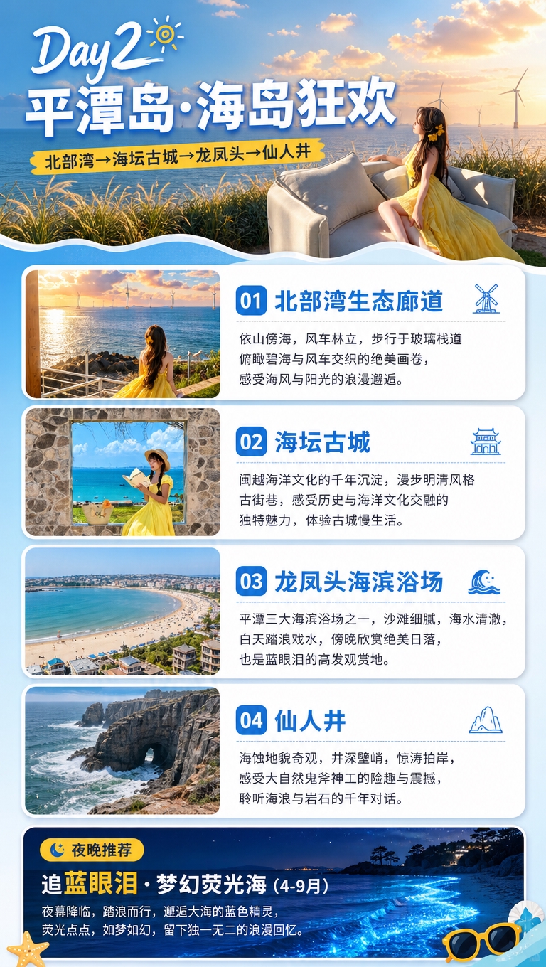 [商品] 旅游服务类产品：福州+平潭岛+猴研岛3日游纯玩精品小… - 图片创意预览