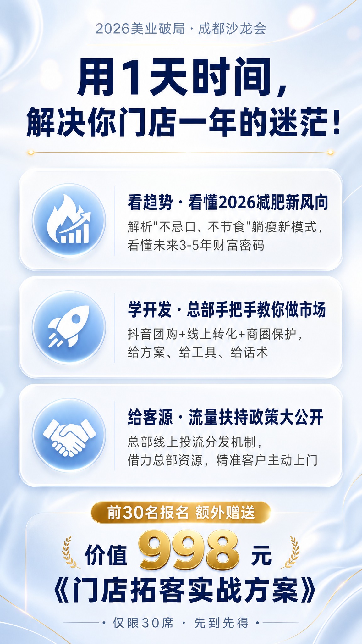 一张美业沙龙会议价值海报，竖版9:16，浅蓝色高级简约风格，排… - 图片创意预览