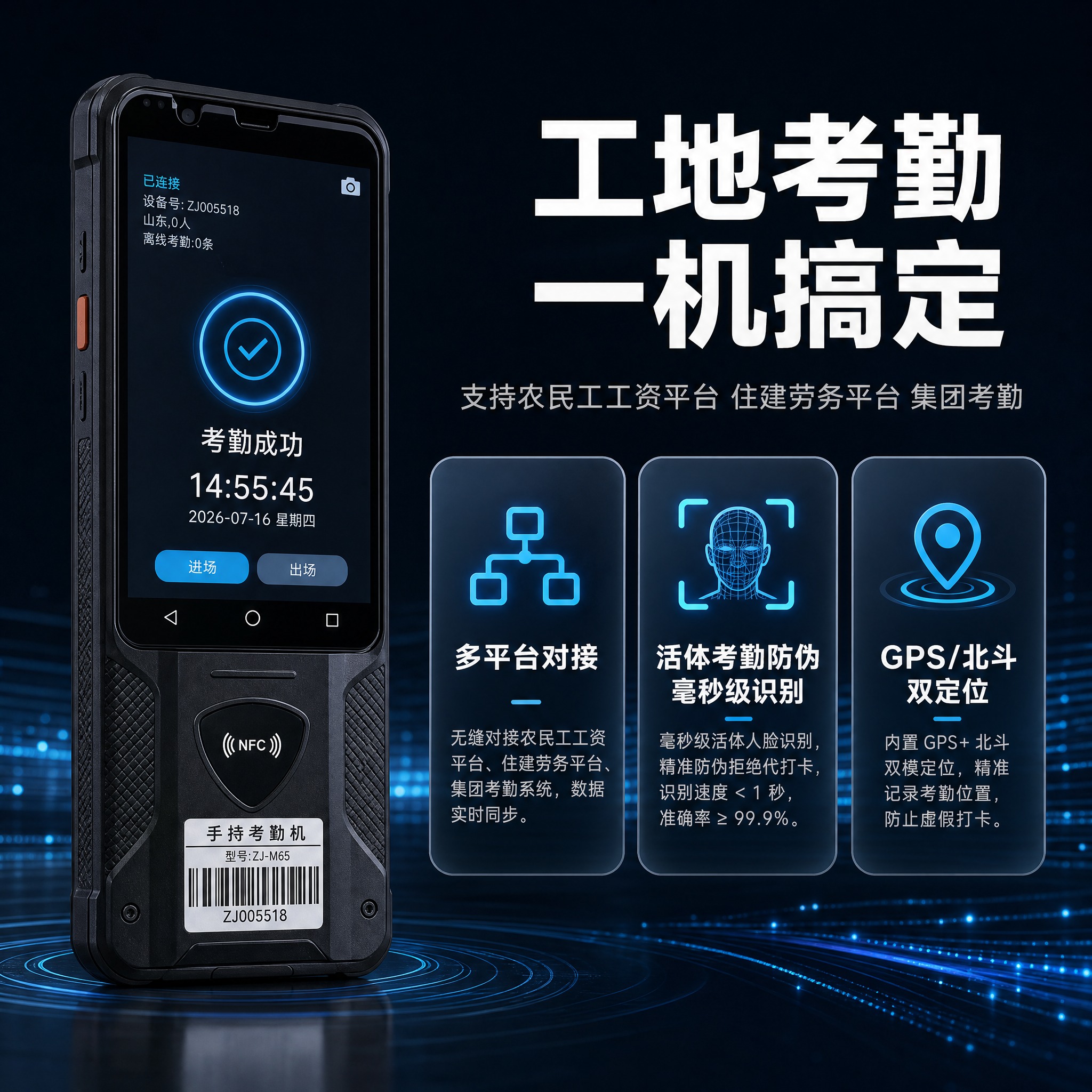 [主图-2] 核心价值主图，突出多平台对接能力与毫秒级活体识别… - 图片创意预览