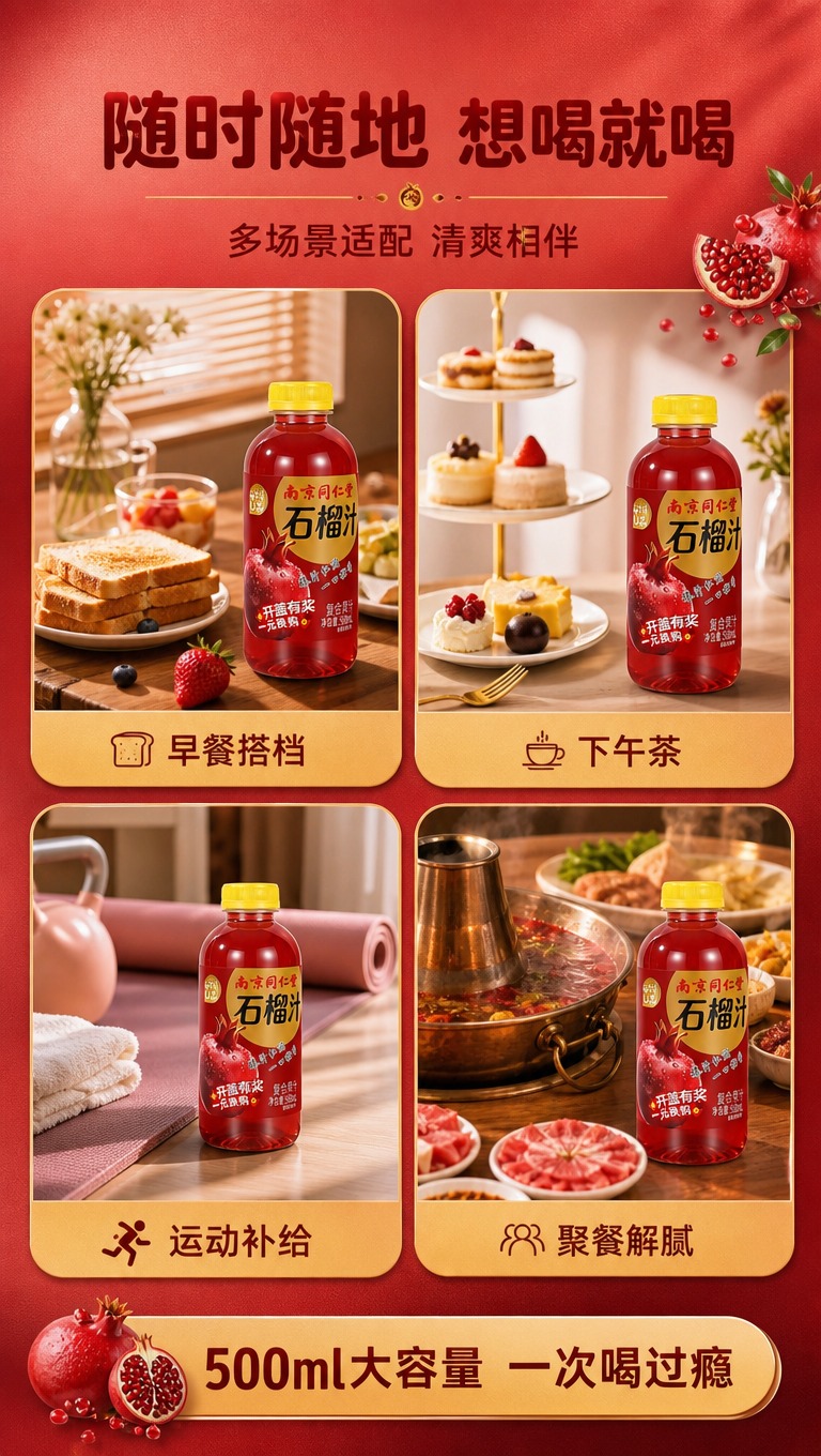 [商品] 使用【图1】南京同仁堂谷物U品石榴汁复合果汁饮料瓶；… - 图片创意预览
