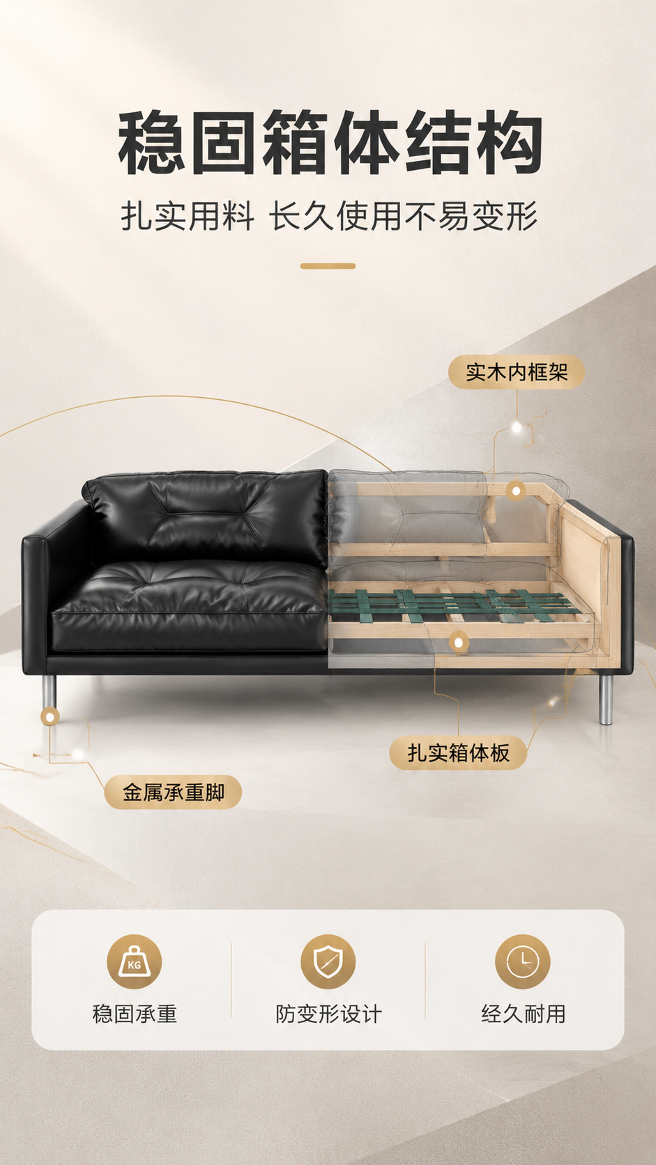 [商品] 使用【图1】S8899布鲁克林黑色真皮沙发；保留方块… - 图片创意预览