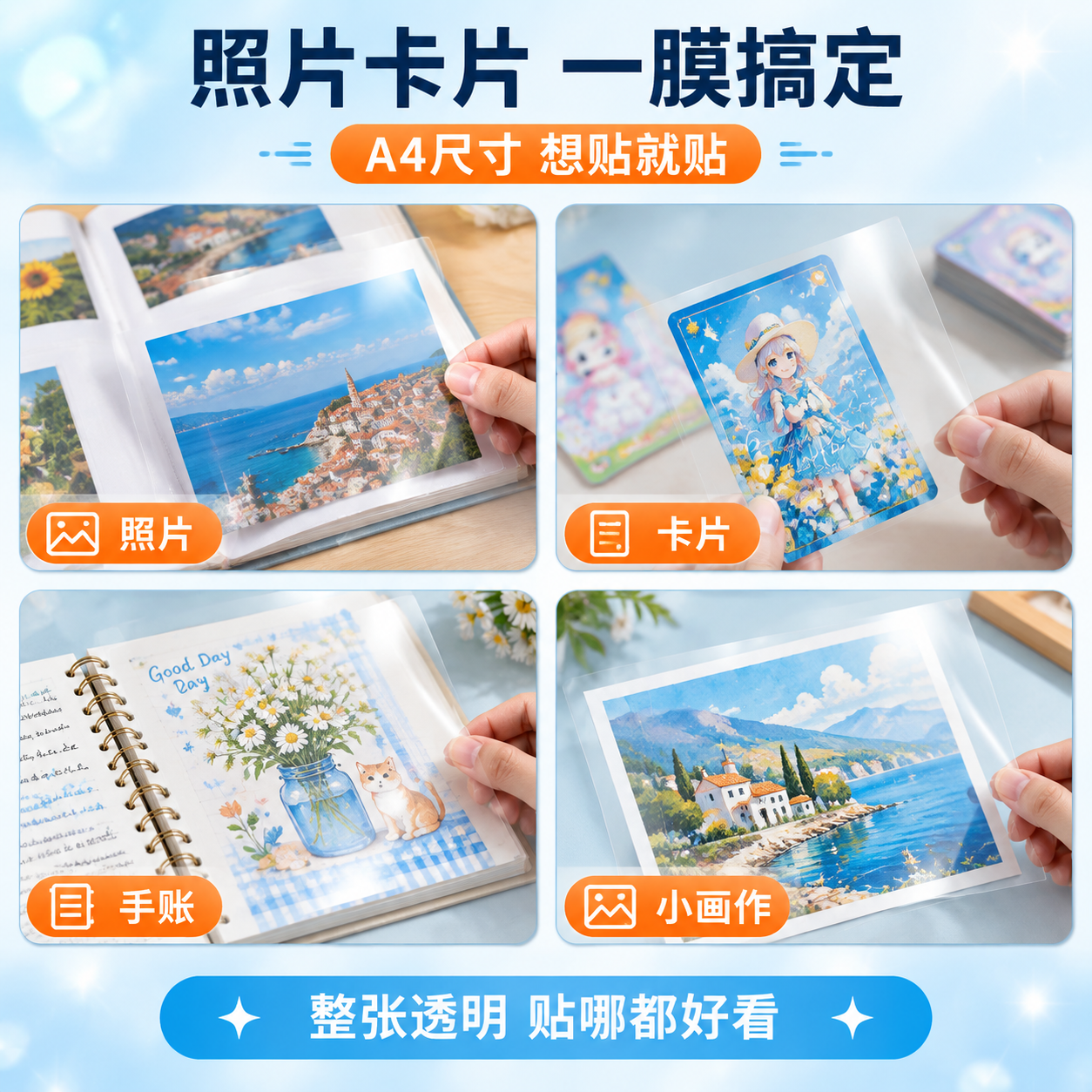[主图-5] 多场景应用：照片/卡片/手账/画作 四宫格。 [… - 图片创意预览