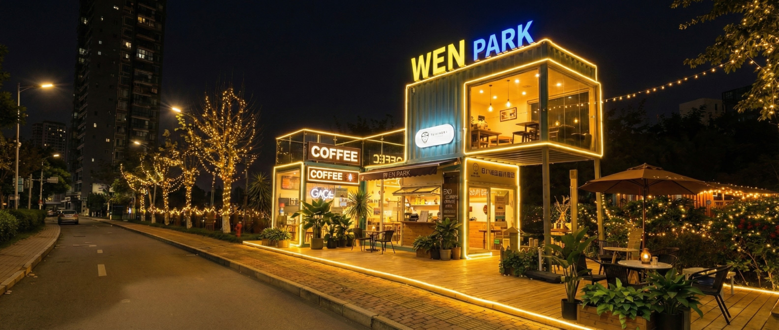 按现有建筑生成一个网红灯光夜景预览效果