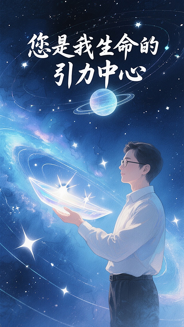 梦幻插画风，虚拟现实场景，人物手握星光，营造浪漫氛围。