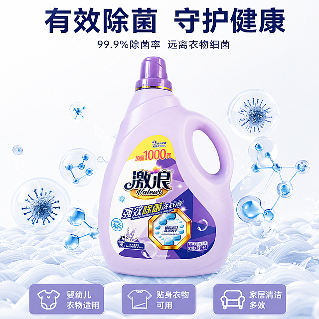 使用电商主图技能生成5张比例1:1的电商主图，适配平台为抖音，商品为「图片1」，商品卖点为强效除菌洗衣液5kg，
