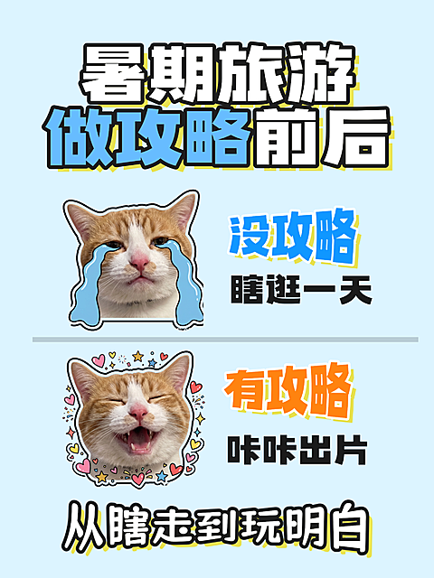 暑期旅游做攻略对比图小红书封面配图