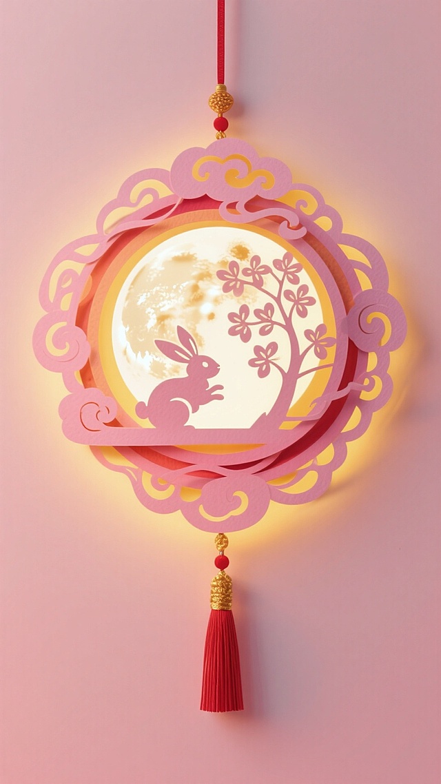 🎇多层纸雕中秋挂饰，玉兔圆月祥云超吸睛😍