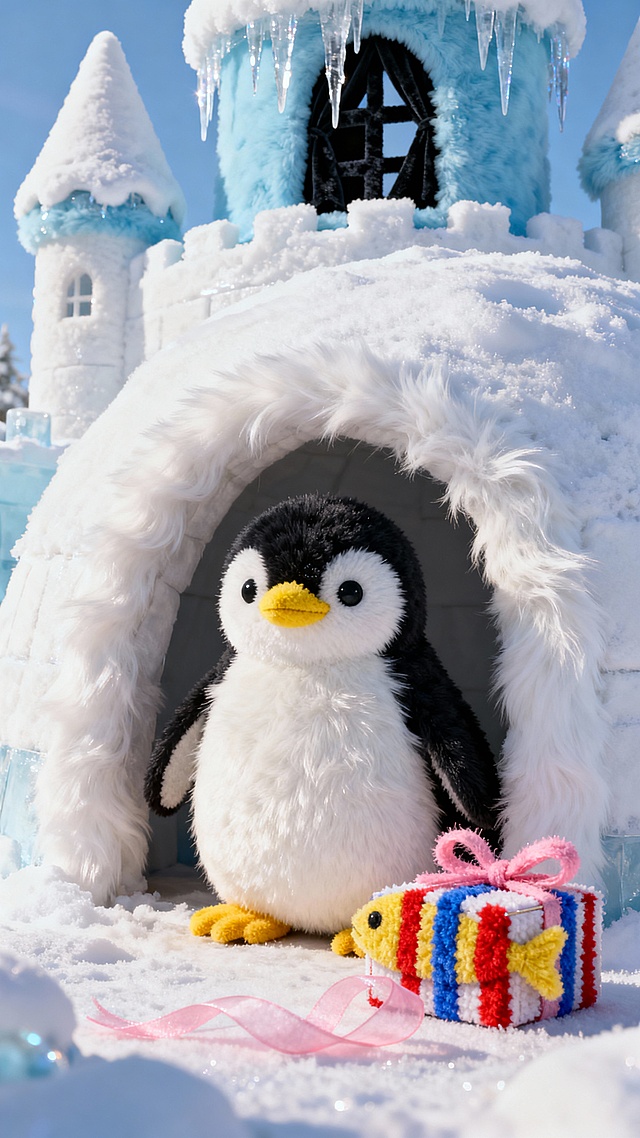 🐧企鹅探头！小鱼干礼盒配冰雪城堡😍