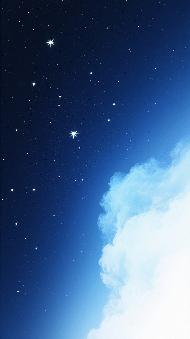 深邃的宇宙星空背景，以深蓝色到浅蓝色再到白色的渐变色调为主，无数闪烁的白色星星分布其中，右下方有一片明亮的浅蓝色星云，整体呈现出宁静、神秘且梦幻的氛围，画面干净简洁，具有数字艺术的平滑质感和细腻的光影过渡效果。