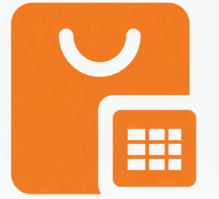 将图片重绘为清晰标准的购物袋图标，保持原橙色和白色设计风格，适合作为iconfont格式矢量图标，线条干净清晰，形状准确预览效果